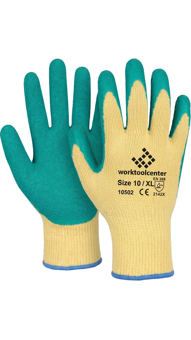 12er-Pack Arbeitshandschuhe worktoolcenter Gr. 10 / XL – Rutschfeste Latex-Beschichtung (EN 388)
