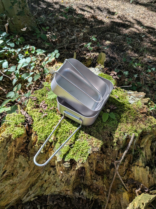 Original Niederländische Armee Kochgeschirr 2-teilig – Feldkochset Aluminium gebraucht (KL Gamelle)